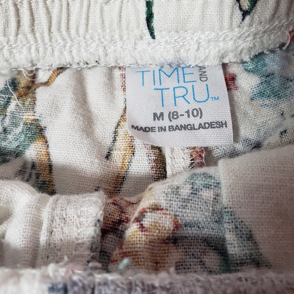 Bundle 2 Wide Leg Pants M Drawstring Elastic Hawaiian Stripes Linen Rayon T & T - Picture 7 of 12